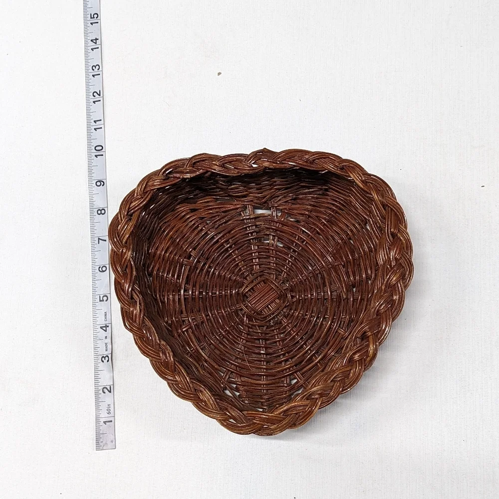 Cottagecore Vintage Wicker Heart Nesting Baskets Set of 3 Wall Decor Boho‎